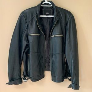Mossimo black leather moto jacket.